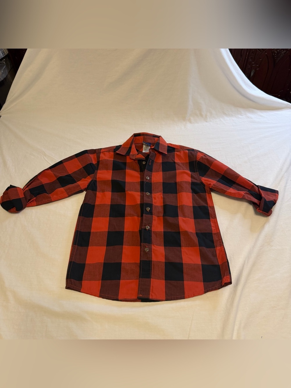 Route 66 Boys Red & Black Buffalo Plaid Button-Up Shirt Size M8